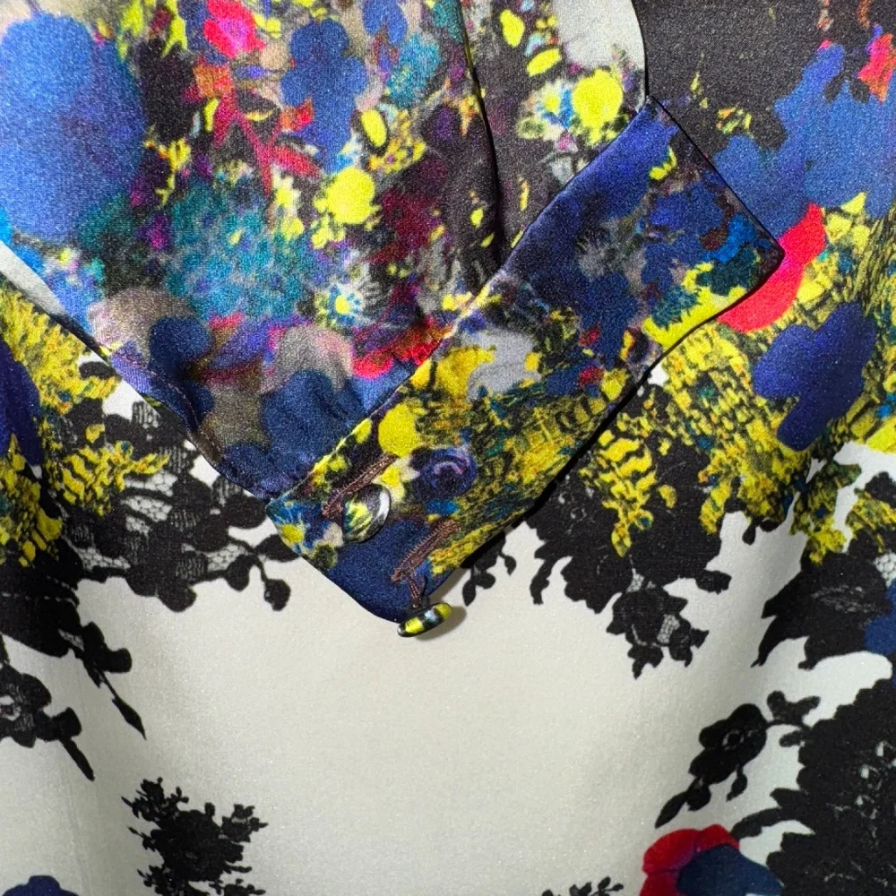 EUC Erdem Floral Silk Sheath Long Sleeve Dress Size 14 US - Picture 4 of 10